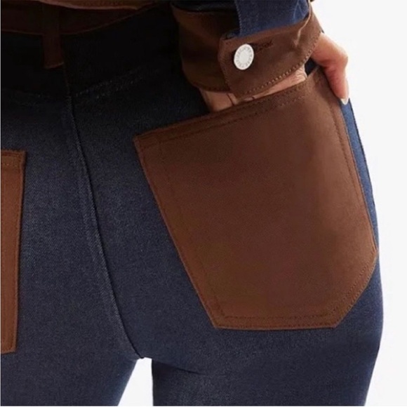 WeWoreWhat Jeans Womens Size 26 Dark Wash Straight High Rise Blue Brown - Picture 2 of 12